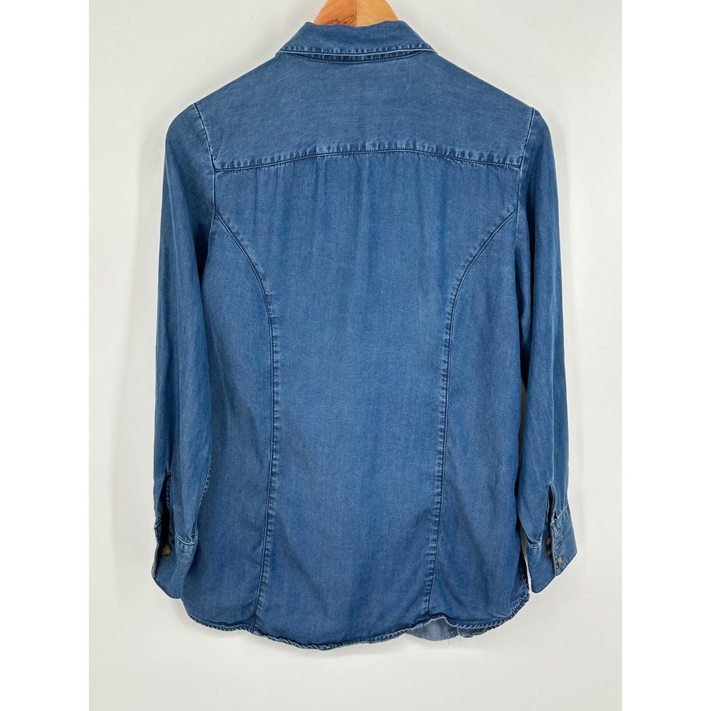 Coldwater Creek Womens Denim Shirt Tencel Lyocell Blue‎ Long Sleeve Button Up XS - Picture 4 of 8